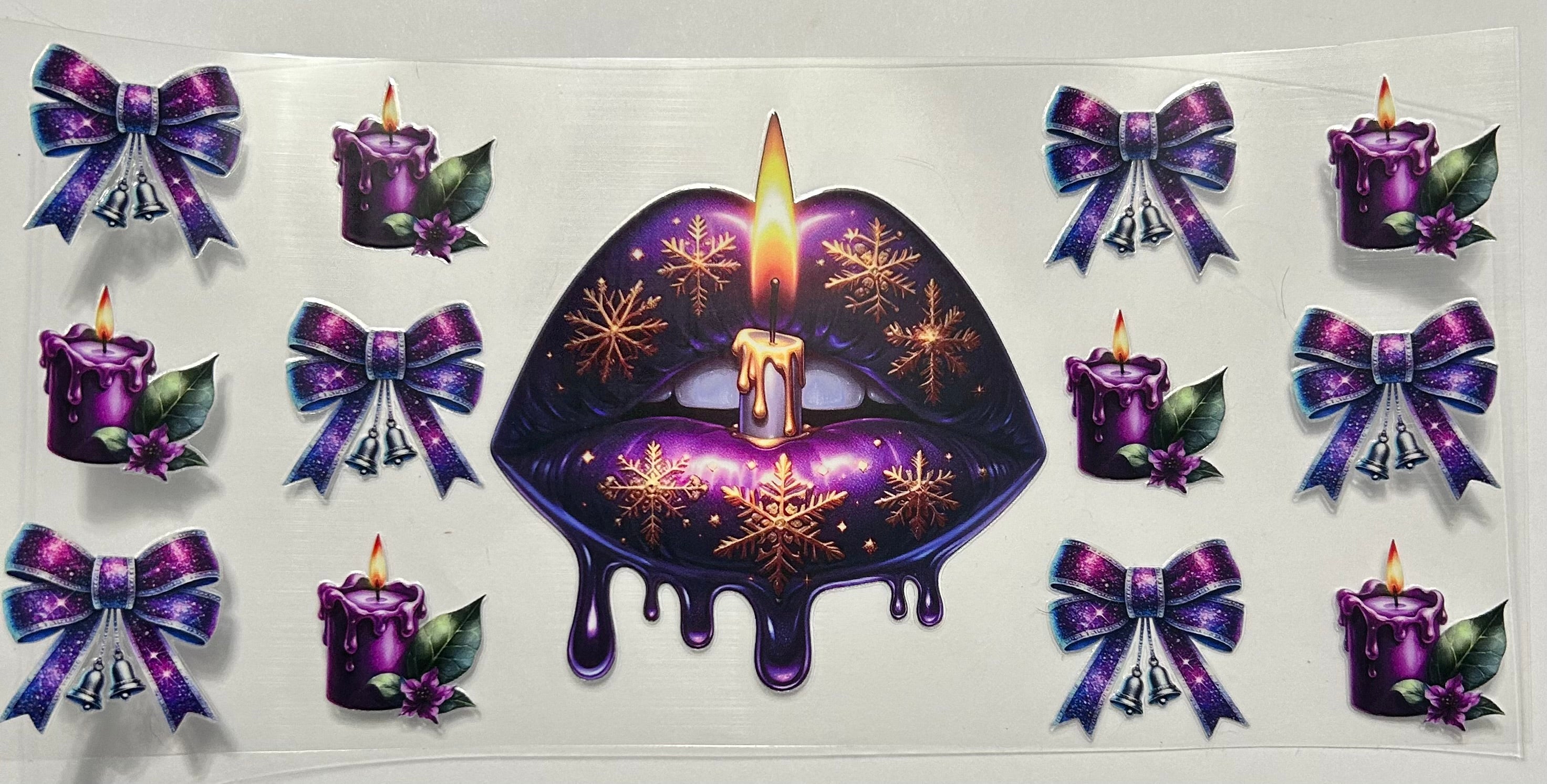 PURPLE LIPS CANDLES AND BOWS