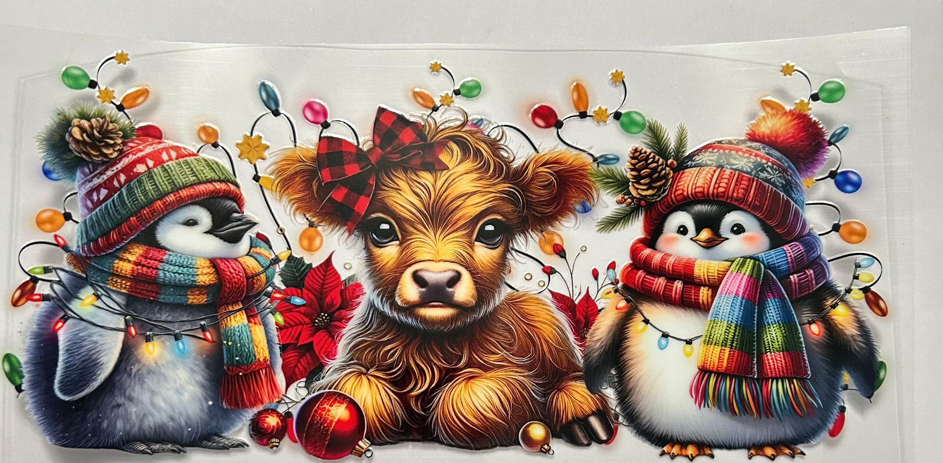 HIGHLAND COW AND PENGUINS