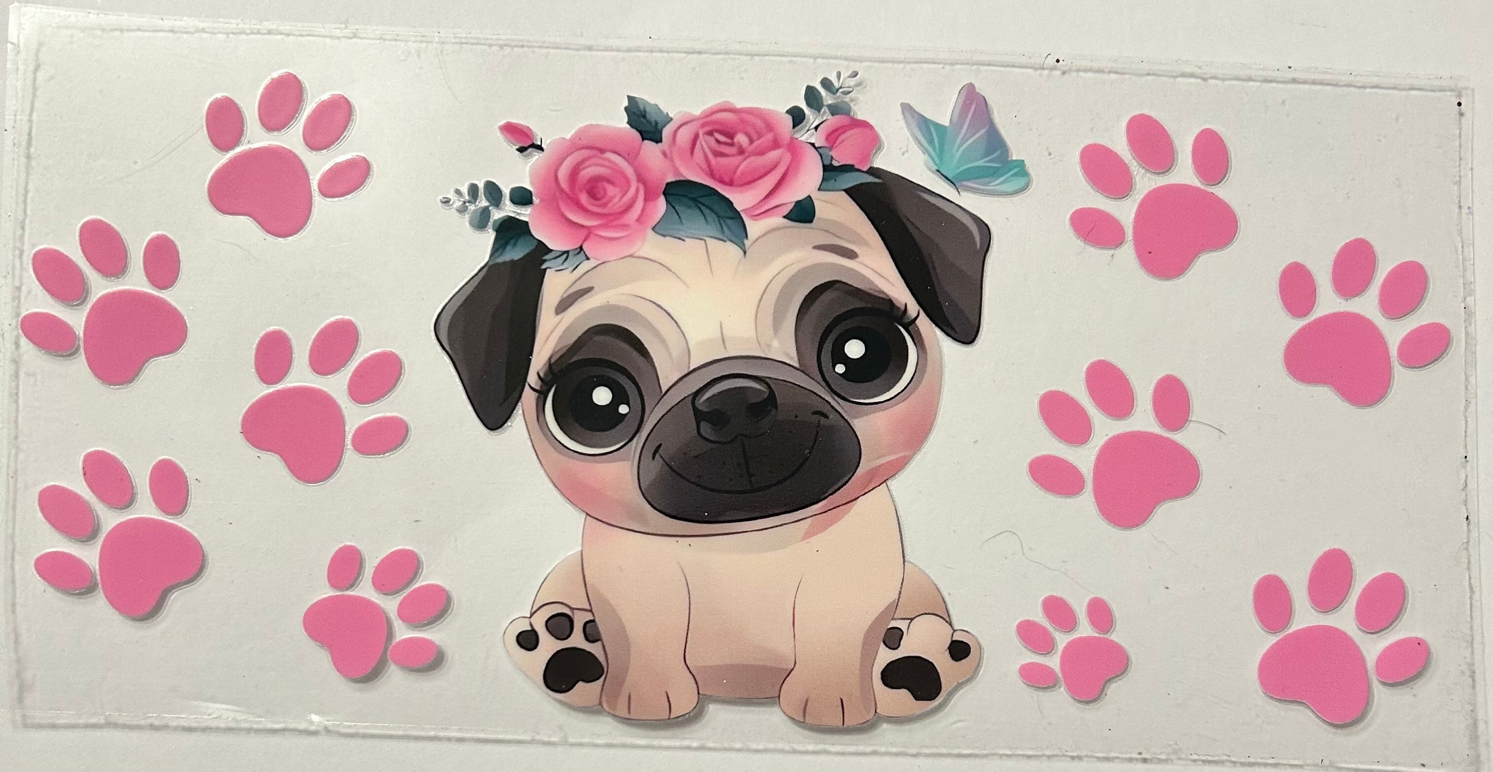 Pug and flower