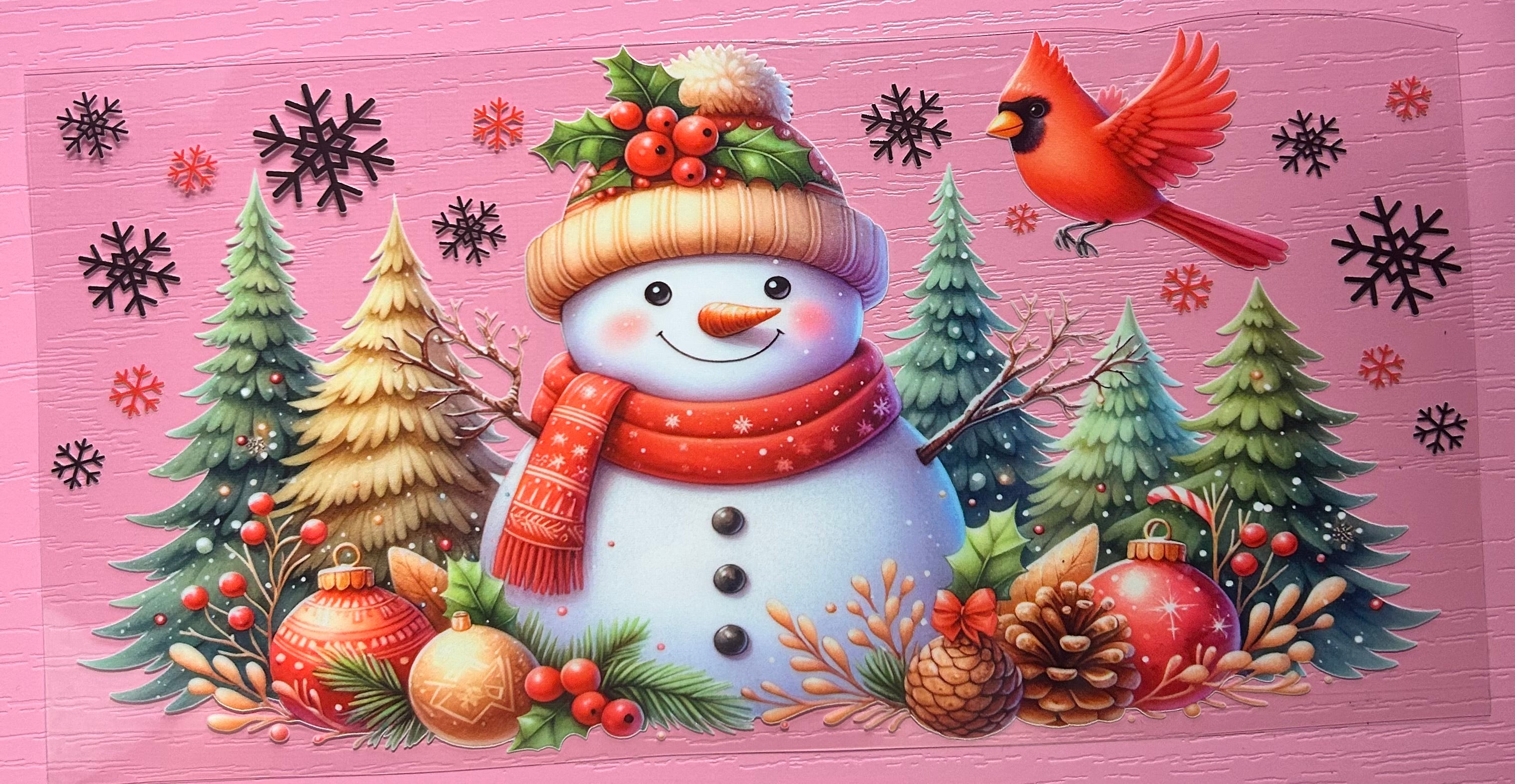 SNOWMAN WITH CARDINAL